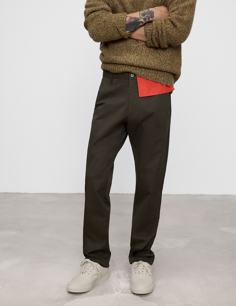 Pantalón chino regular de algodón para hombre Pantalón chino regular de algodón para hombre