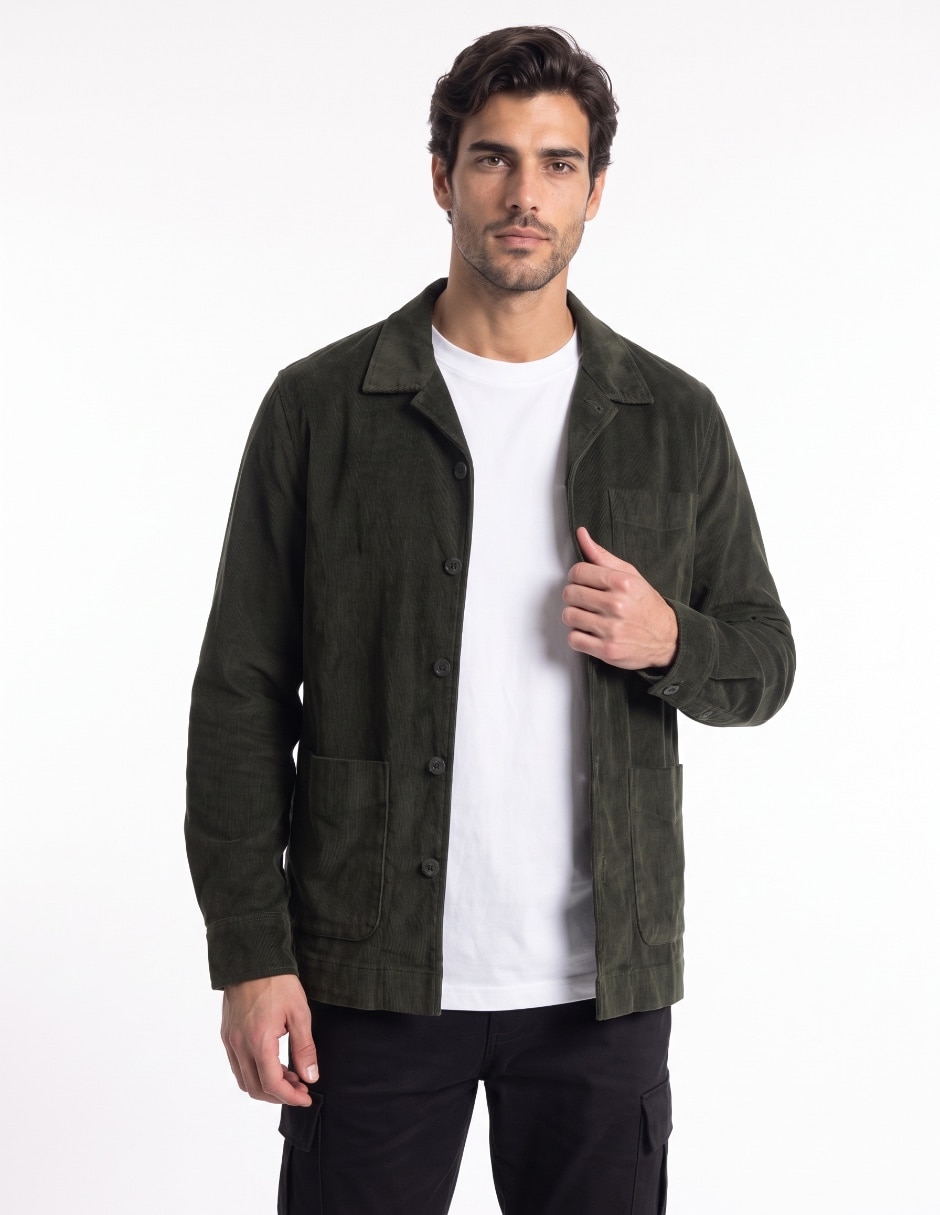 Sobrecamisa casual de algodón manga larga para hombre Sobrecamisa casual de algodón manga larga para hombre