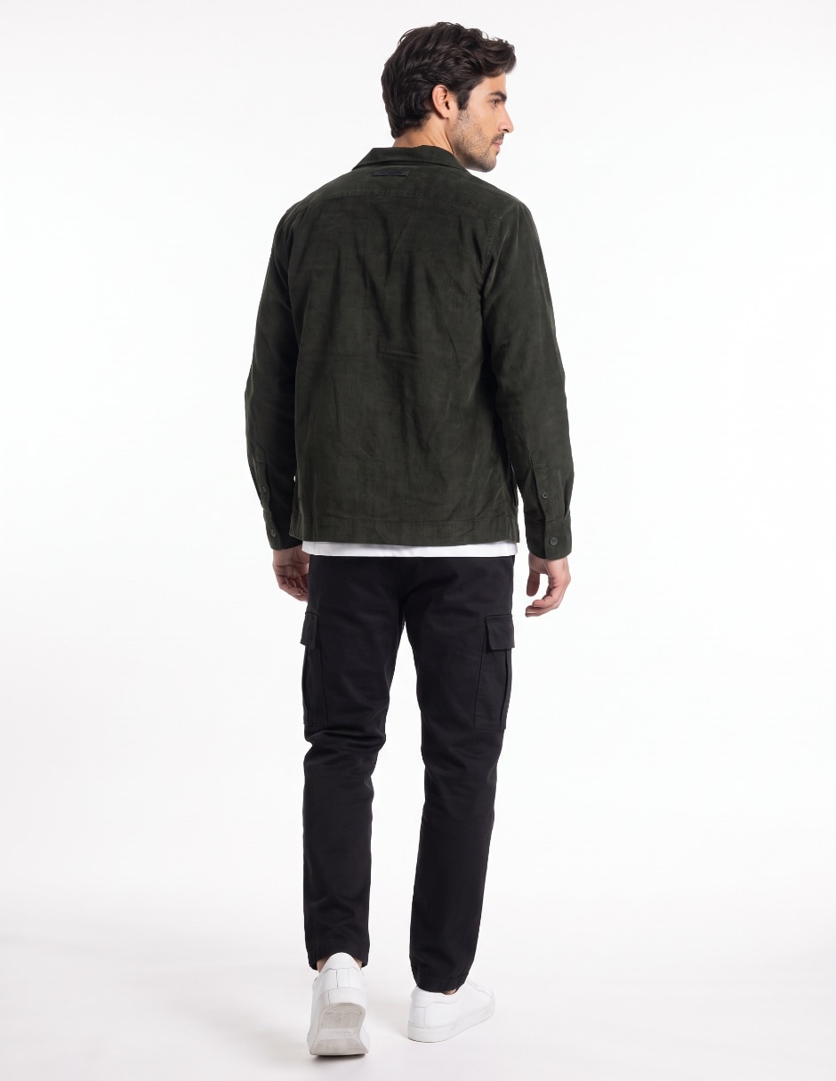 Sobrecamisa casual de algodón manga larga para hombre 2