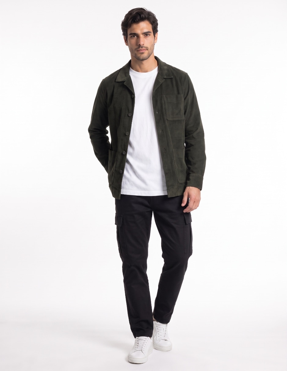 Sobrecamisa casual de algodón manga larga para hombre 3