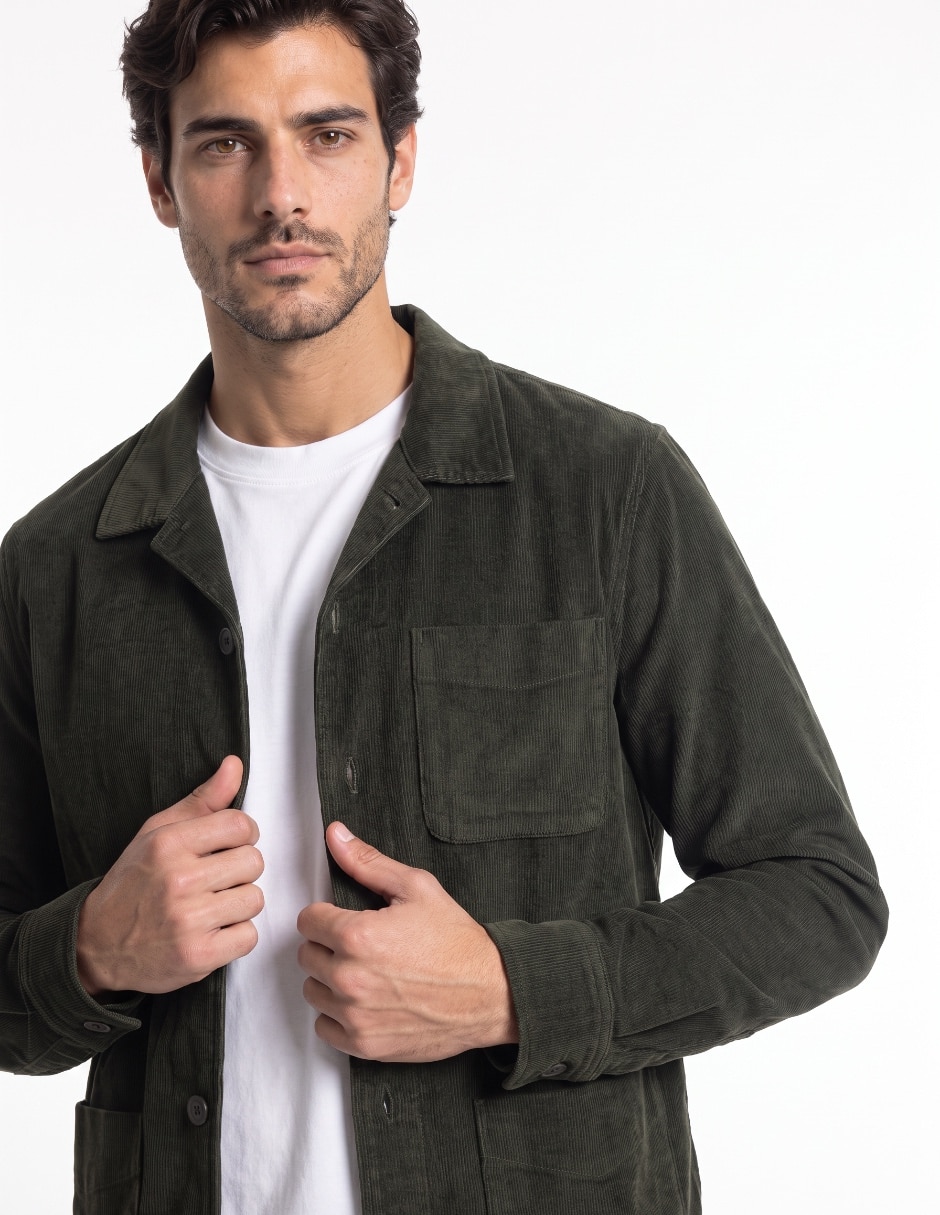 Sobrecamisa casual de algodón manga larga para hombre 4