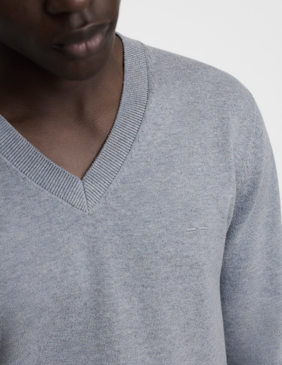 Suéter cuello v para hombre 6