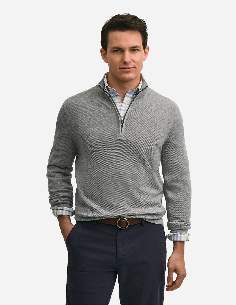Suéter cuello con cierre para hombre Suéter cuello con cierre para hombre