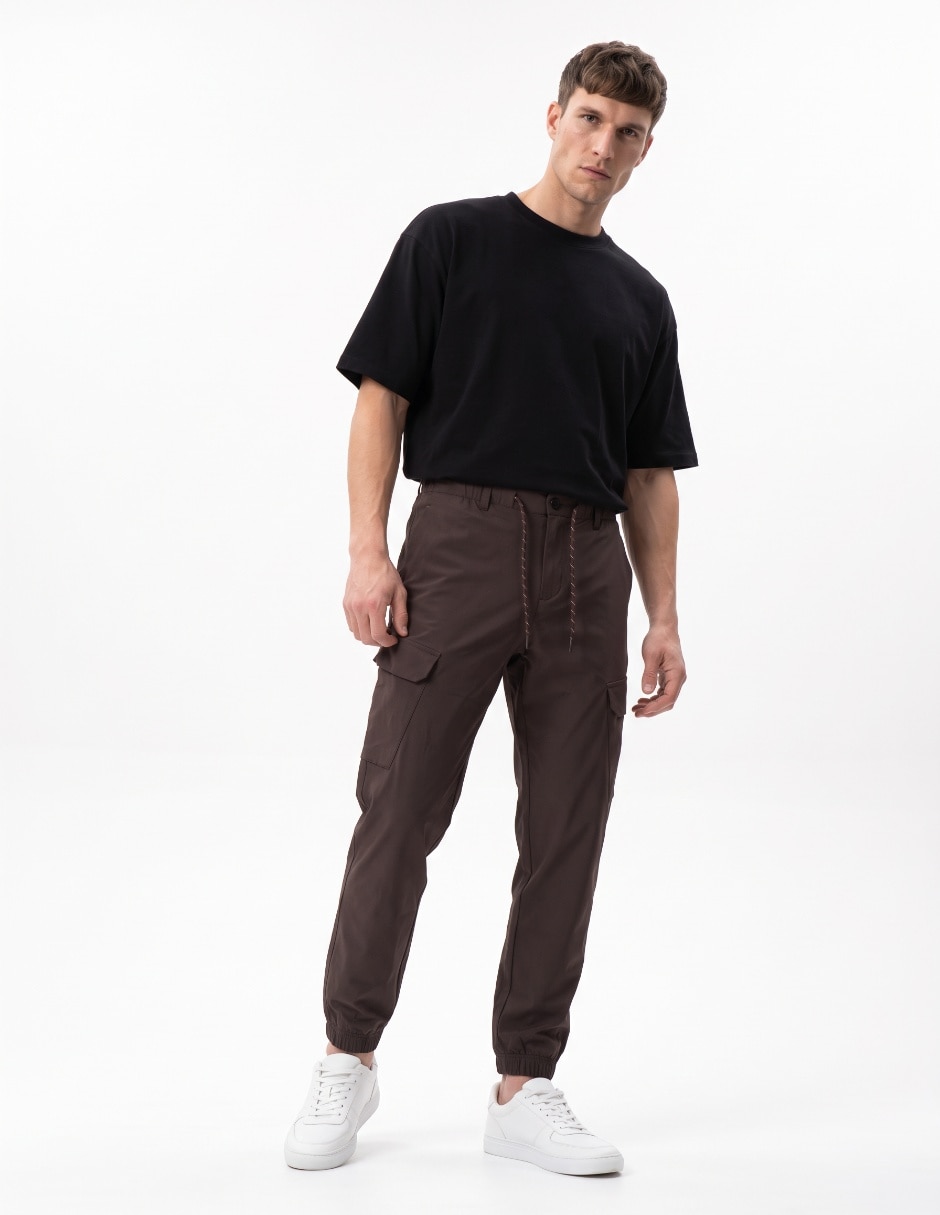 Pantalón s/pinzas casual jogger de algodón para hombre 5