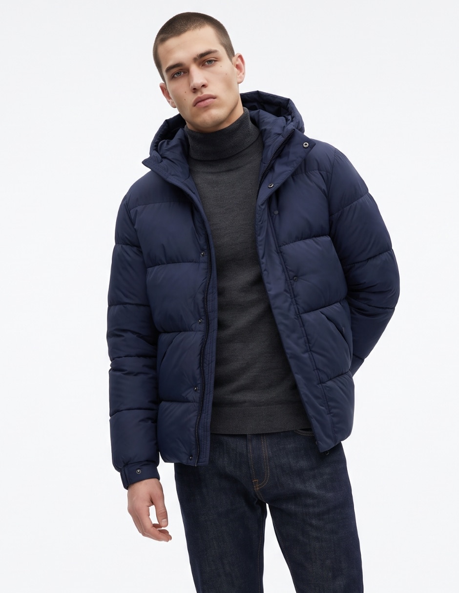 Chamarra capitonada con capucha para hombre Chamarra capitonada con capucha para hombre