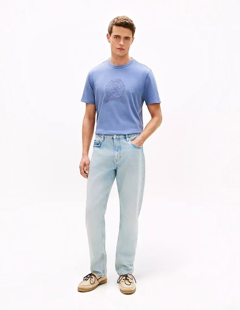 Playera logo azul cuello redondo para hombre 4