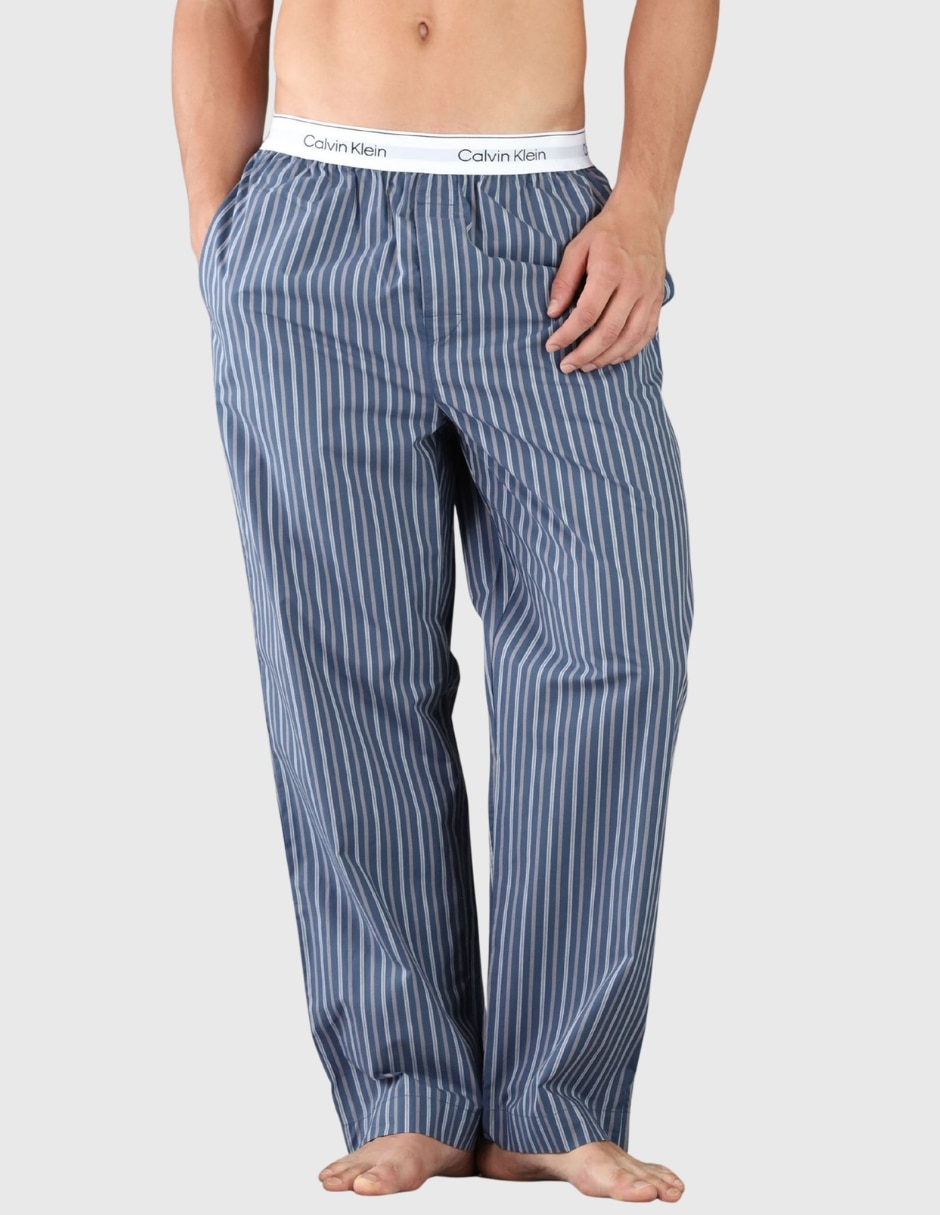 Pantalón pijama estampado a rayas de algodón para hombre 2