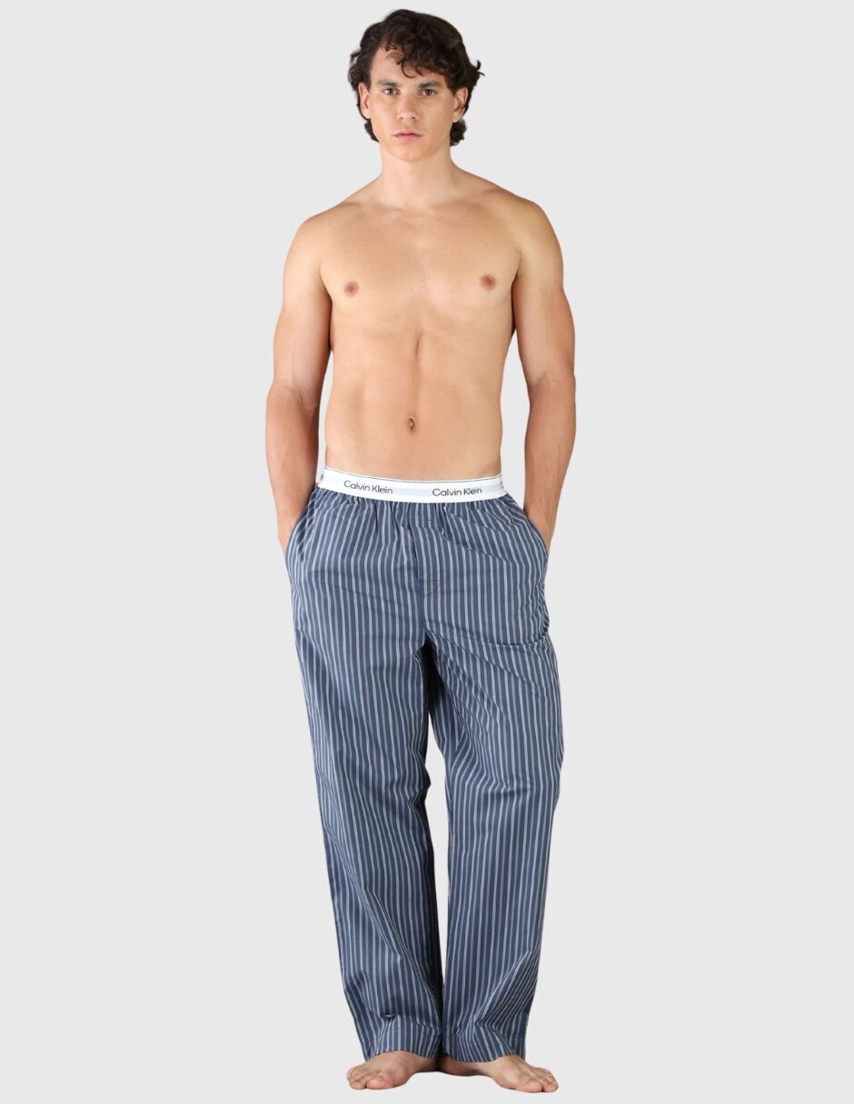 Pantalón pijama estampado a rayas de algodón para hombre 4