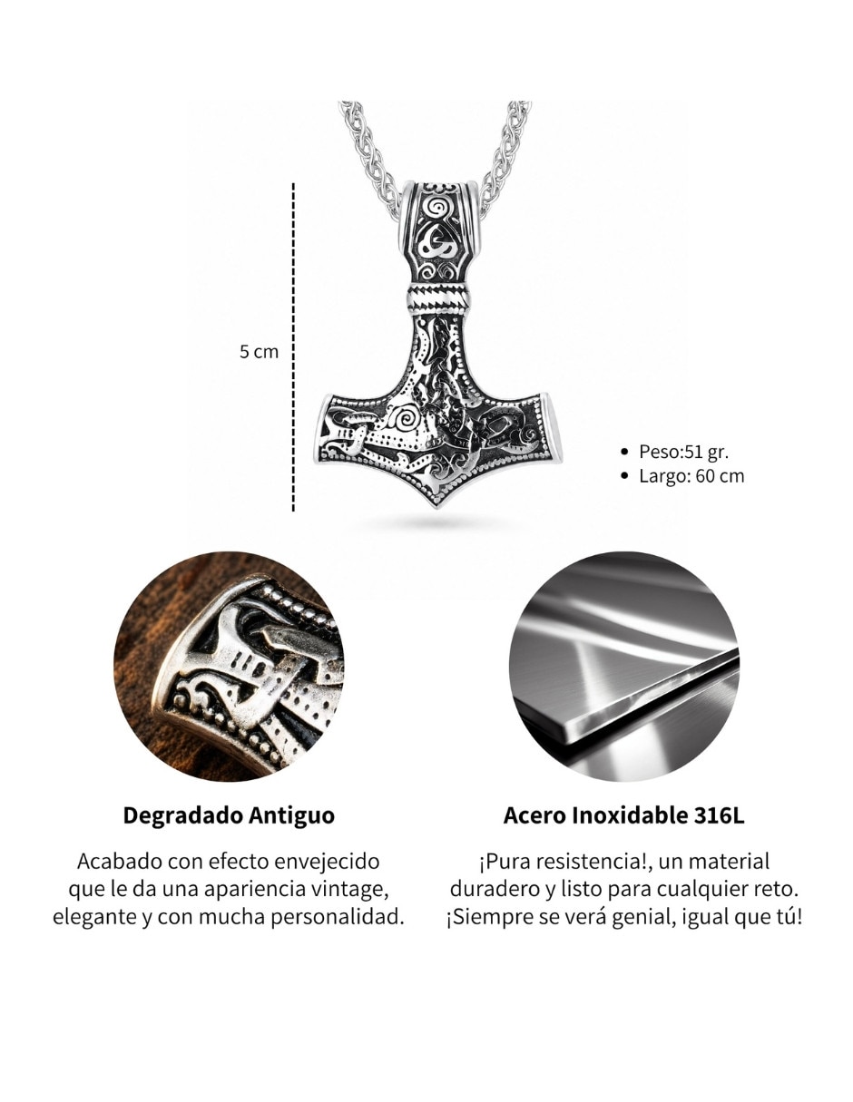 Collar con dije de irregular chulada black de acero inoxidable