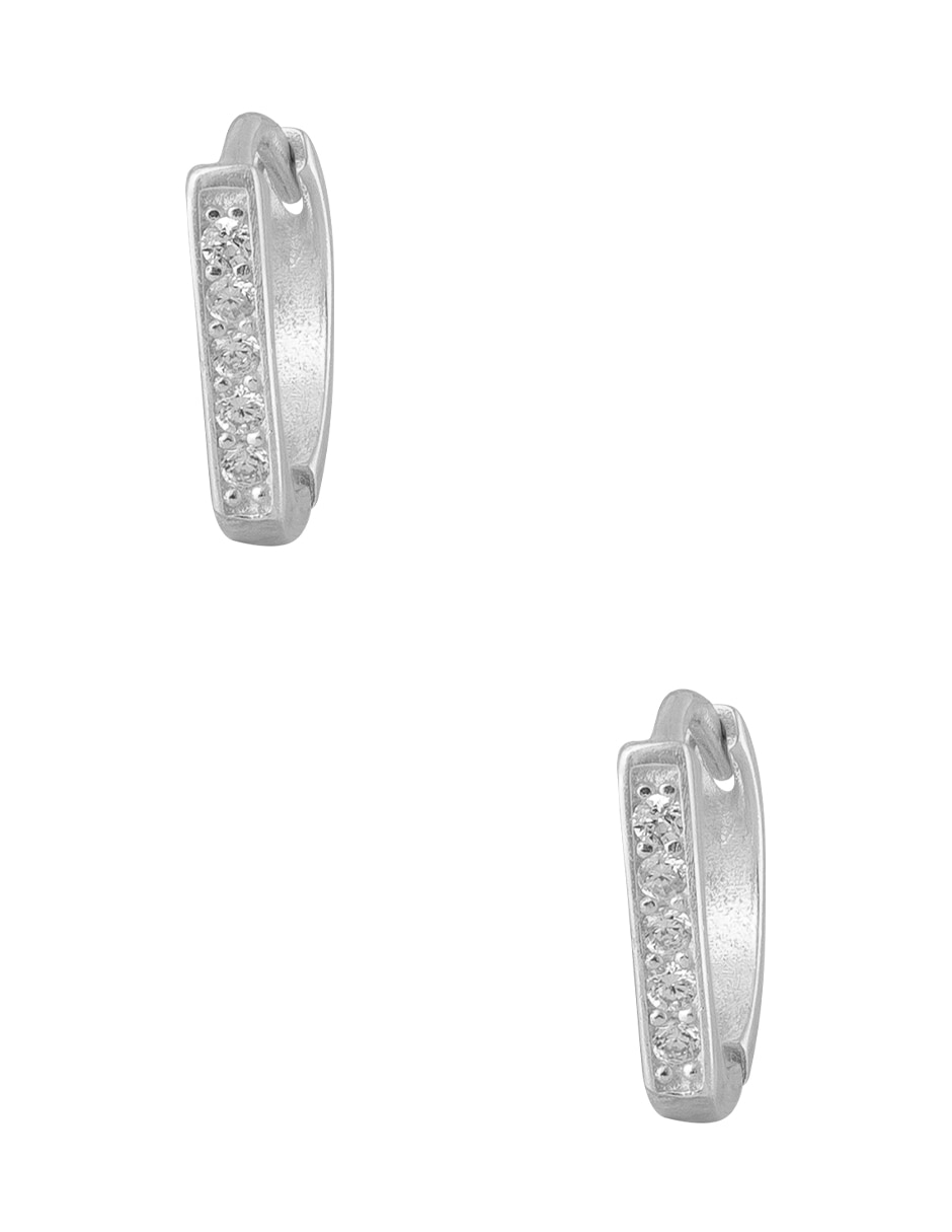 Huggies de plata p 925 con acabado pulido zirconia Huggies de plata p 925 con acabado pulido zirconia