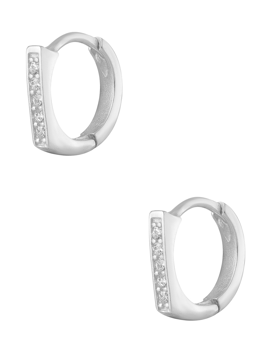Huggies de plata p 925 con acabado pulido zirconia