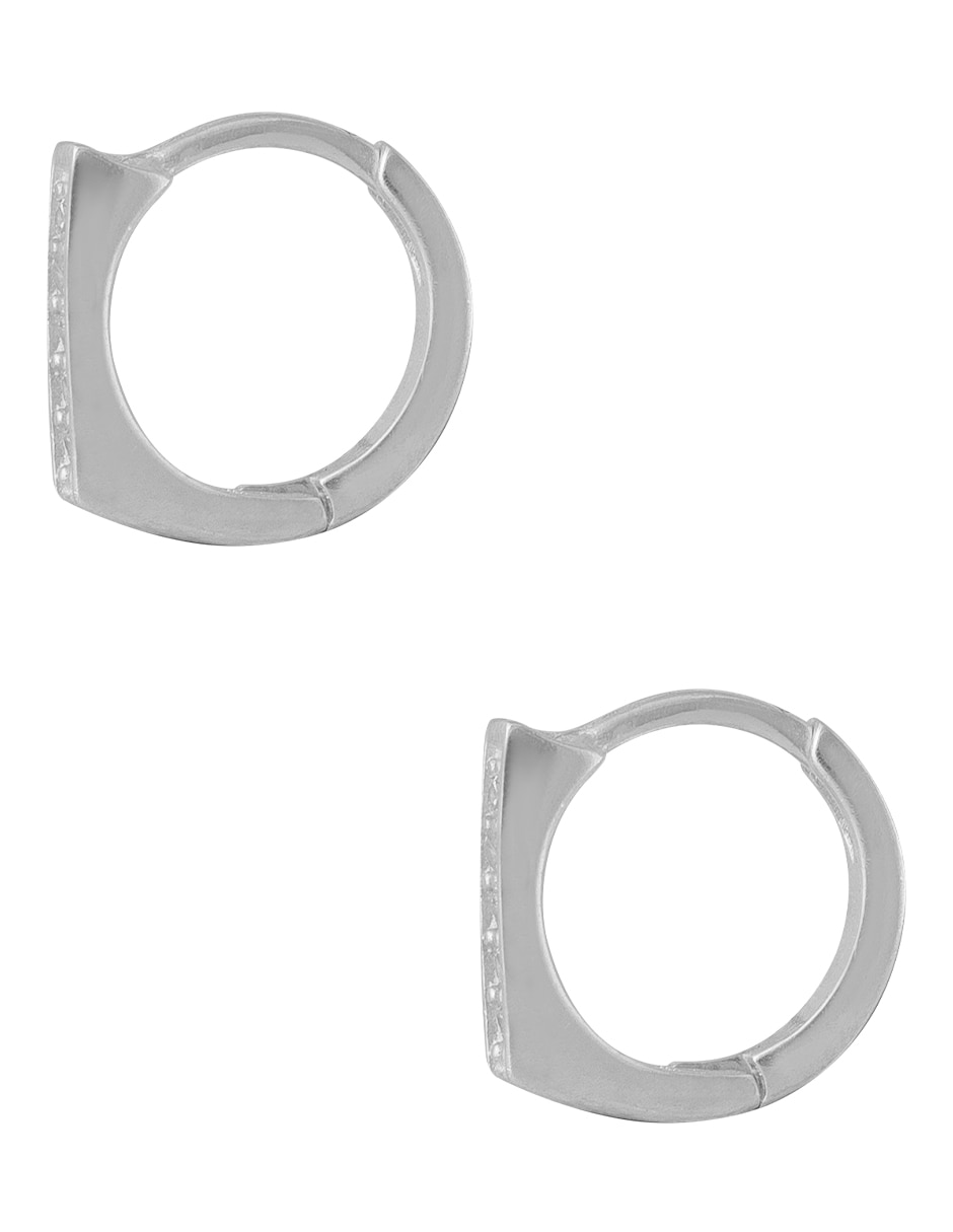Huggies de plata p 925 con acabado pulido zirconia